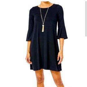 Lilly Pulitzer Ophelia Swing Bell Sleeve Pullover Dress Sz Medium Onyx Black